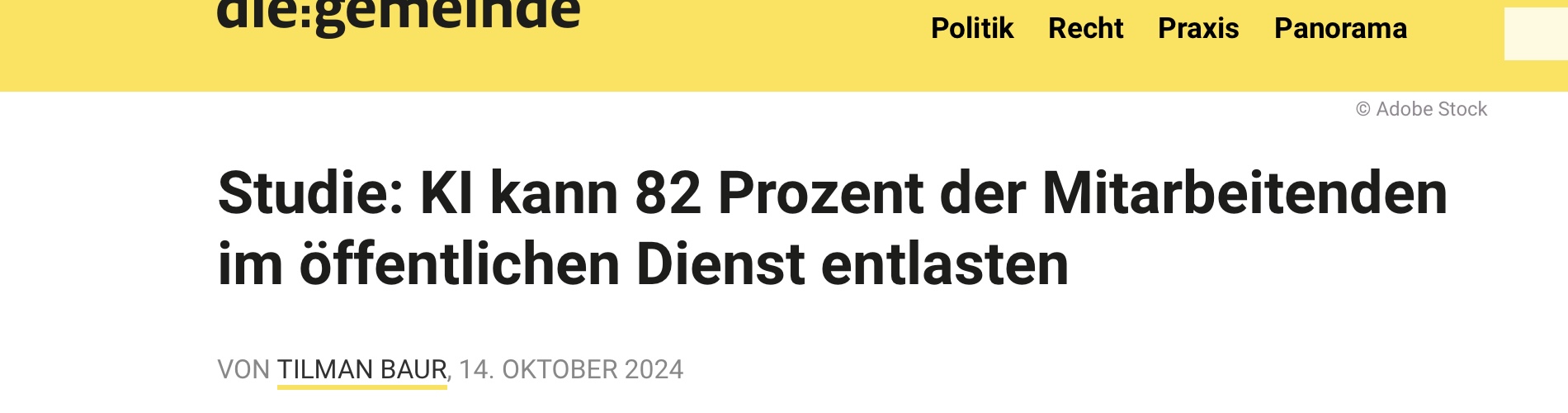 Webseite DIE.Gemeinde Post Oktober 2024 - KI kann 82 Prozenz der Mitarbeiter entlasten 
